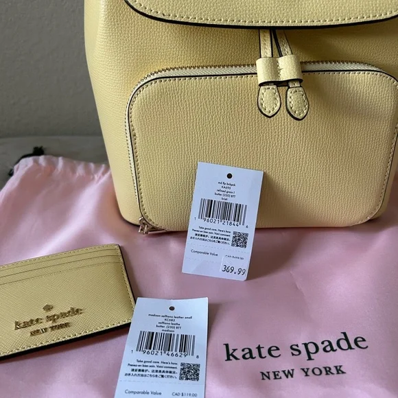 Kate Spade Kristi Flap Backpack & Madison Slim Card Holder Butter - Picture 2 of 11